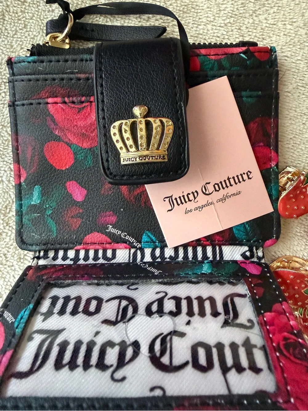 Juicy couture rose floral compact wallet NWT